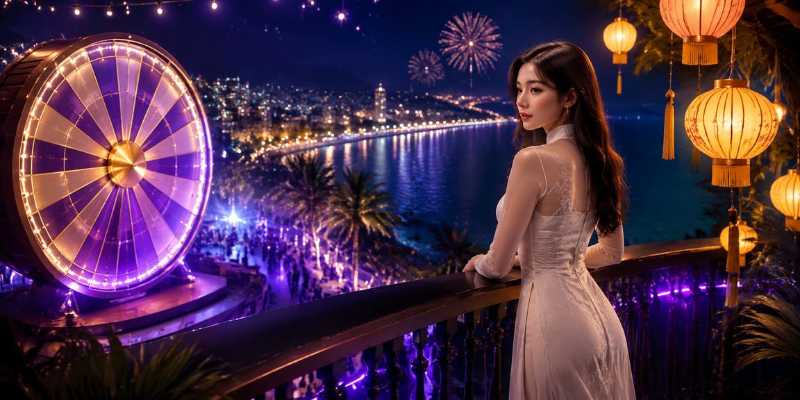 Người phụ nữ mặc áo dài tham gia bốc thăm may mắn tại chợ đêm Hội An