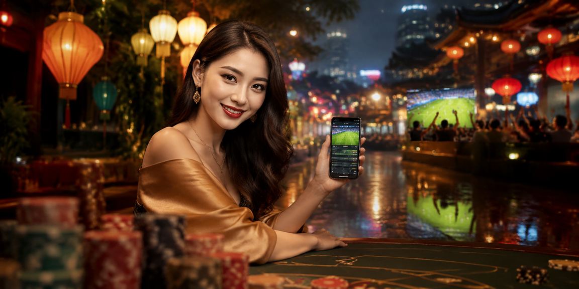 Người dùng truy cập casino di động tại chợ đêm Huế trên điện thoại thông minh